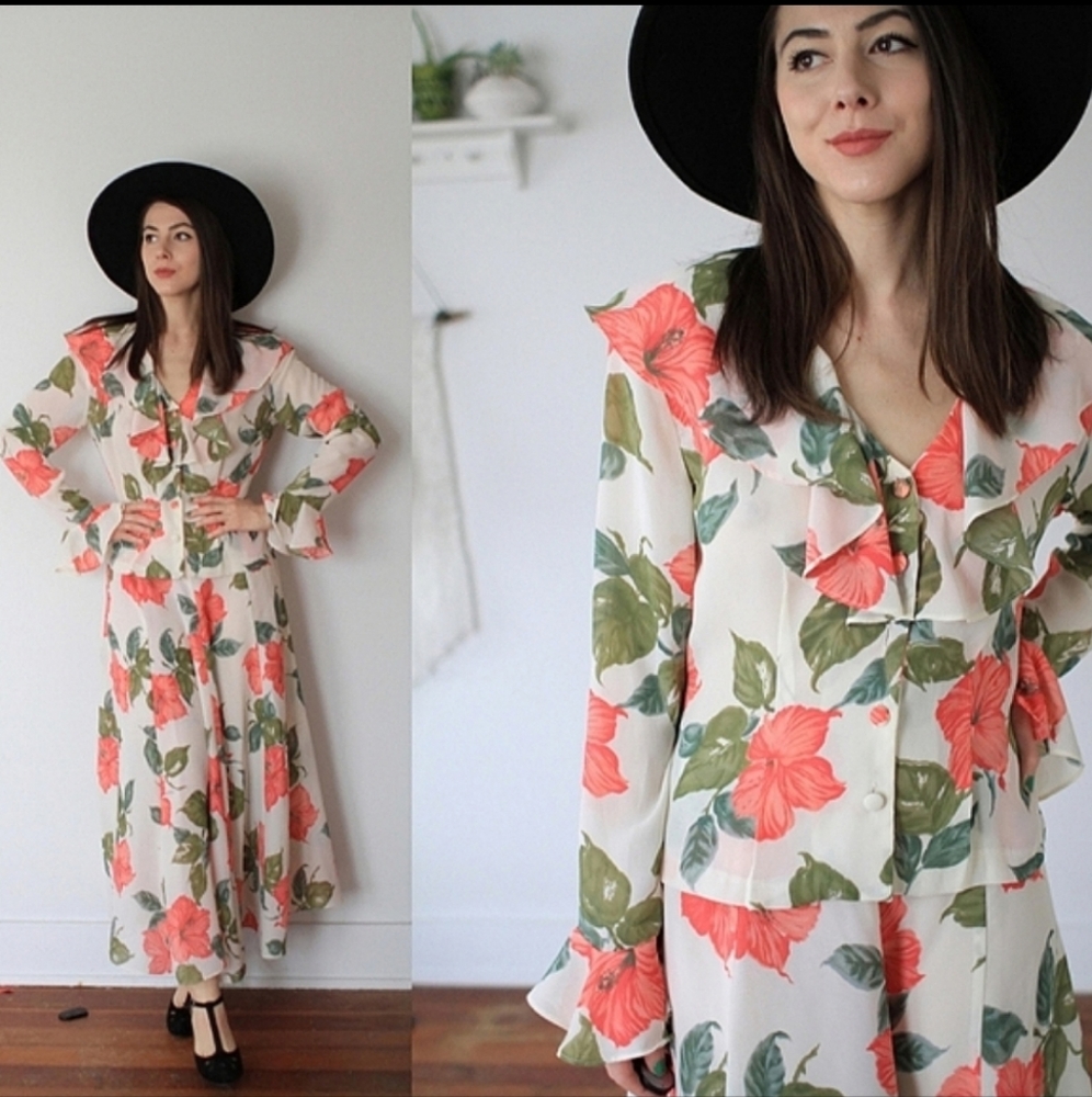 ACKO International two piece blouse and skirt set